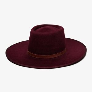 Wyeth Jess Womens Burgundy Wine Wide Brim Adjustable Wool Hat